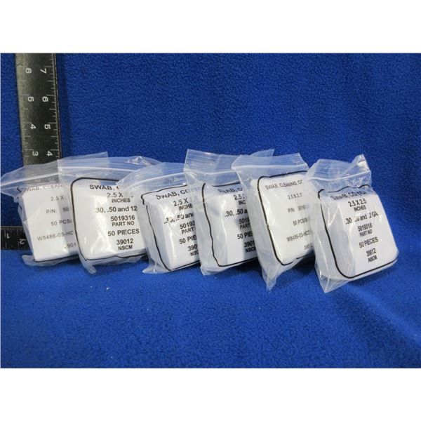 NEW - Cotton Swabs - 2.5" x 2.5" - 6 Packs of 50