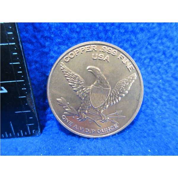 .999 Fine Copper One AVDP Ounce - Unicorn Coin