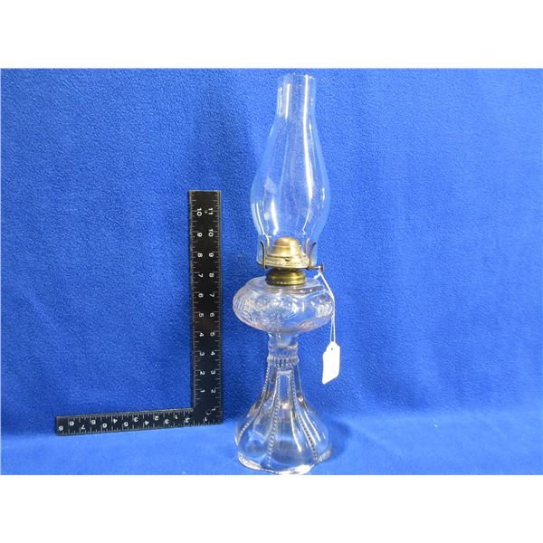 Vintage Coal Oil Lamp - Embossed glass does have a pinkish hue