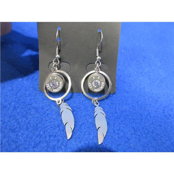 Pair of Earrings with Imitation Birthstone - Appears to be White Topaz