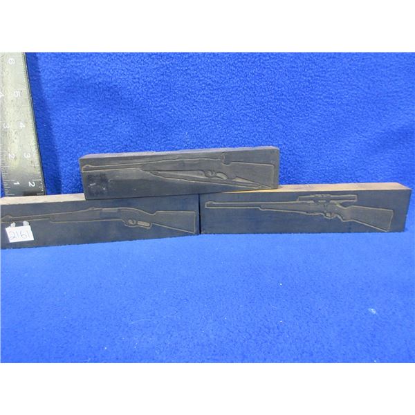 Antique Savage Printing Press Blocks - Set of 3
