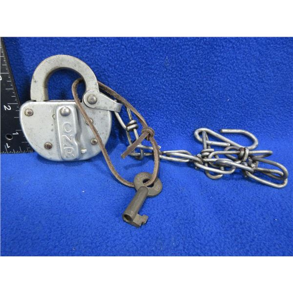 Vintage CNR Railroad Padlock with 1 Key - Tested Working