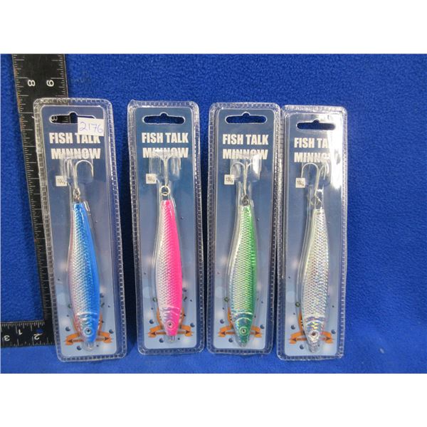 NEW - 4 Fish Talk Minnow Lures - Assorted Colors, 100g & 130g
