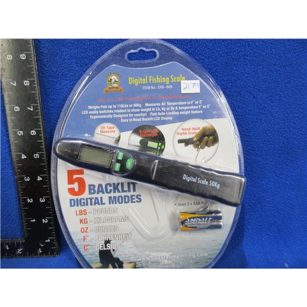 NEW - Coastal Importing Digital Fishing Scale w/ Flashlight & Tape Measure