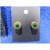 Image 1 : Pair of Earrings with Imitation Birthstone - Appears to be Emerald (May)