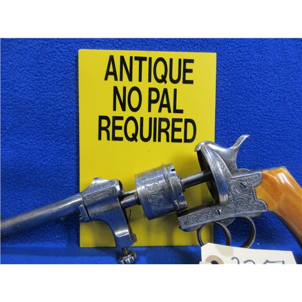 Antique - No PAL Required - Mariette/Merolla Brevete in 12MM Pinfire Slide Lock Revolver