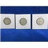 Image 2 : 3 Canadian 25 Cent Coins - .800 Silver - 1943, 1952, 1957