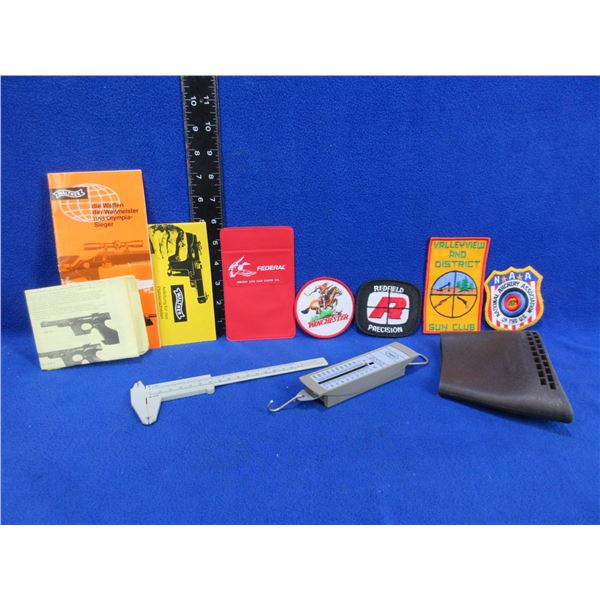 Lot of Misc. - Scale, Caliper, Slip-On Recoil Pad, Patches, Etc.