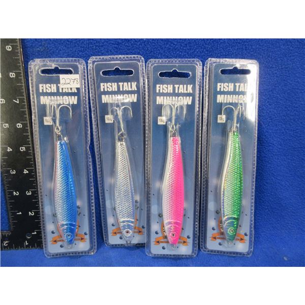 NEW - 4 Fish Talk Minnow Lures - Assorted Colors, 100g & 130g