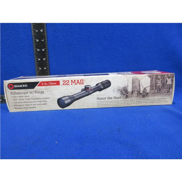 NEW - Simmons 3-9x32 22 Mag Scope with Rings - Truplex Reticle