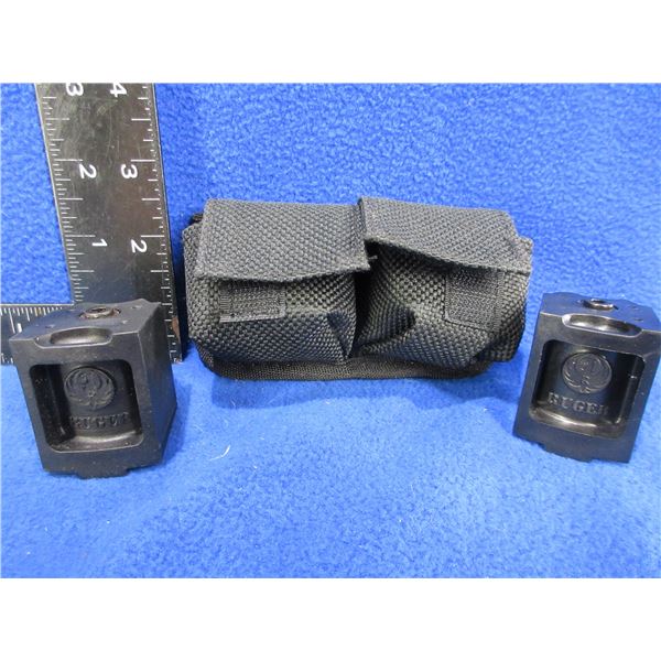 2 - 22 LR Ruger 10/22 Rotary Magazines w/ Double Mag Pouch