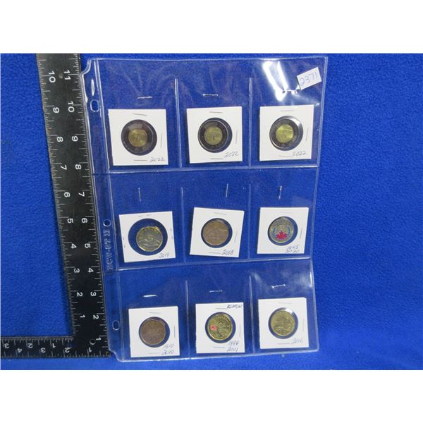 3 Toonies and 6 Loonies - Various Years