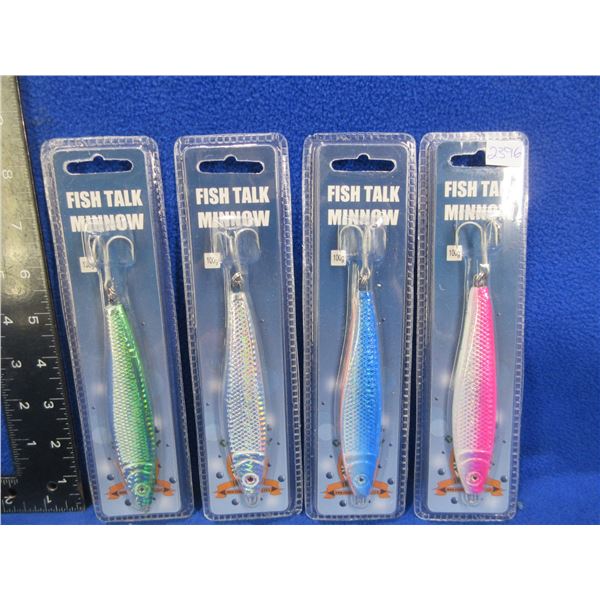 NEW - 4 Fish Talk Minnow Lures - Assorted Colors, 100g & 130g