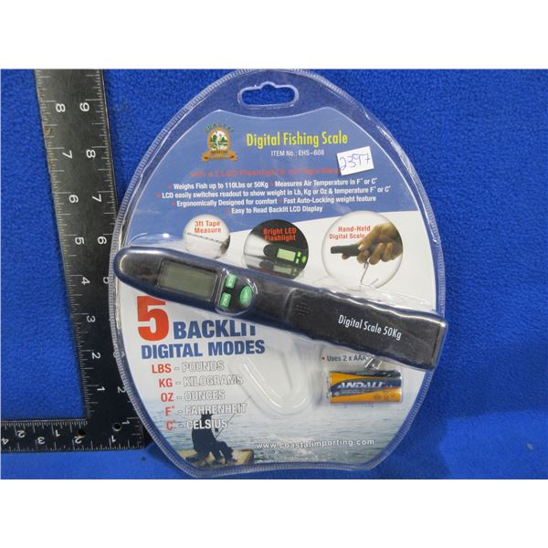 NEW - Coastal Importing Digital Fishing Scale w/ Flashlight & Tape Measure
