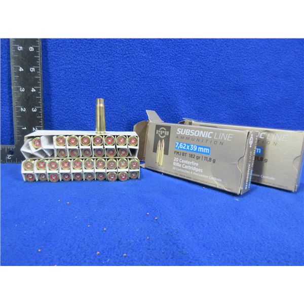 Brass Only - 7.62X39 PPU Headstamp Unprimed - Box of 20, Box of 15