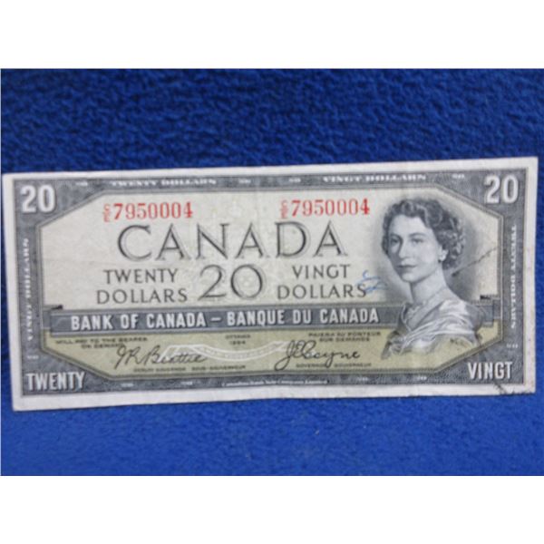 1954 Canadian 20 Dollar Bill with Devils Face