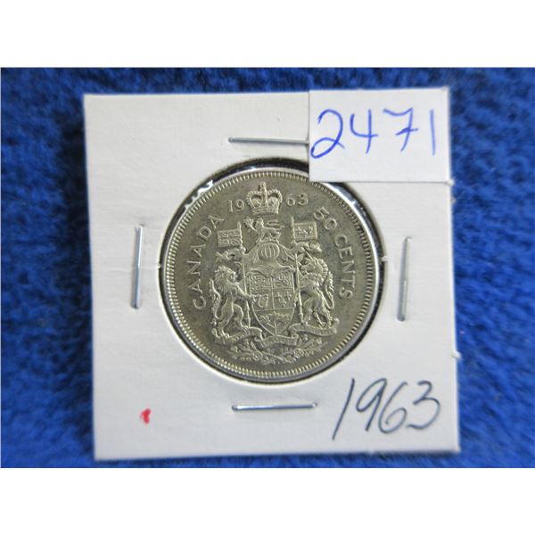 1963 Canadian 50 Cent Coin - .800 Silver