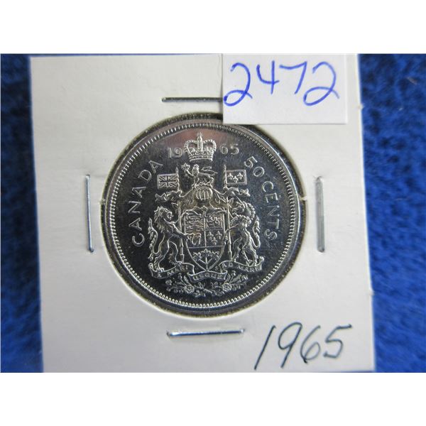 1965 Canadian 50 Cent Coin - .800 Silver