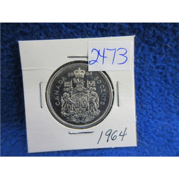 1964 Canadian 50 Cent Coin - .800 Silver