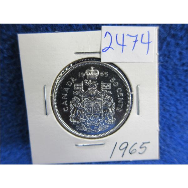 1965 Canadian 50 Cent Coin - .800 Silver