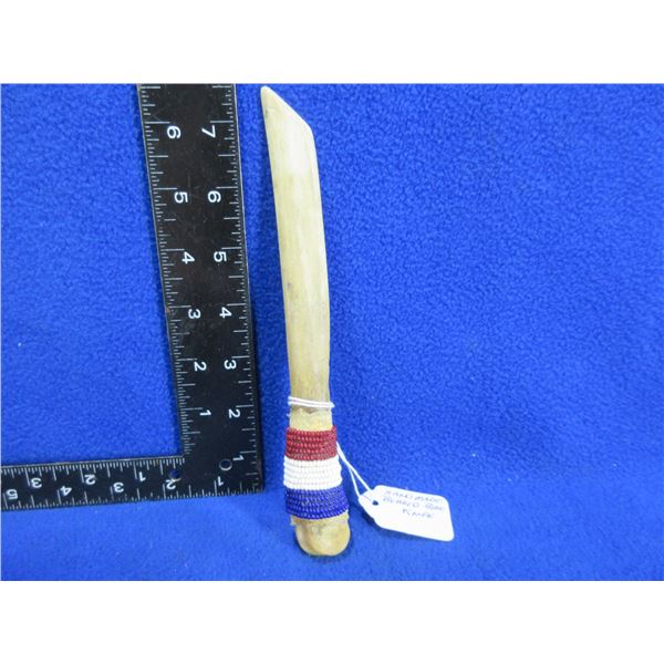 Native American Bone Knife with Beadwork - 7 3/4" Total Length