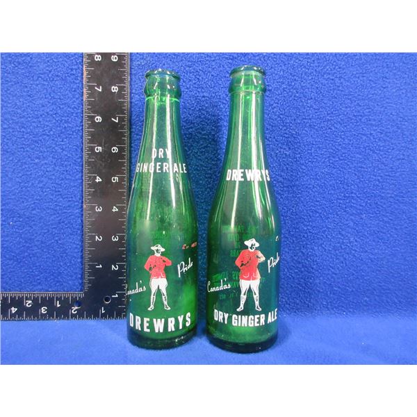 2 Vintage The Drewrys Ltd. Ginger Ale Pop Bottles