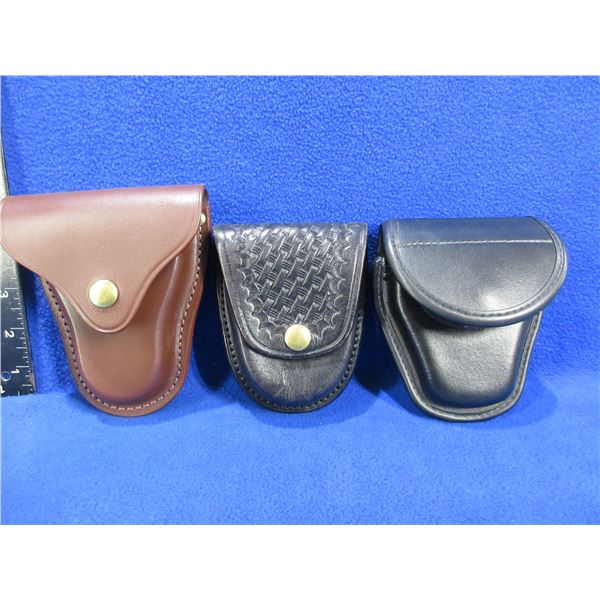 3 Leather Handcuff Pouches