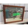 Image 1 : Oak Framed Beveled Mirror 