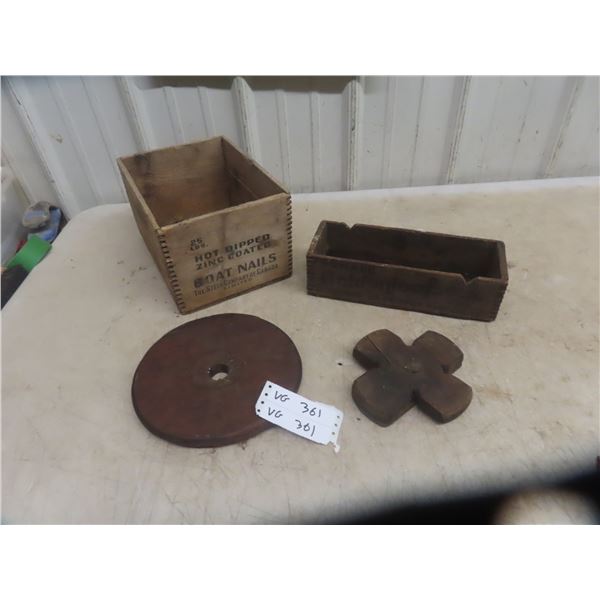 Boat Nail Crate   Golden Loaf, Wood Butter Churn with Lid - Plunge End