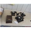 Image 1 : 3 Vintage Phones and Wooden Ringer 