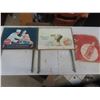 2 Vintage Coke TV Diner Trays and a Piece of a Coke Sign