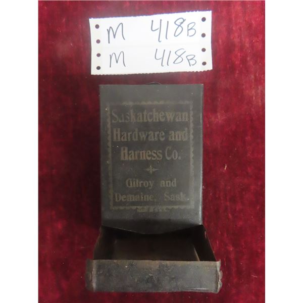 Vintage Saskatchewan Hardware and Harness Co. Match Dispenser