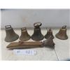 6 Vintage Brass Bells