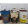 Image 1 : 3 Vintage 5 Gallon Oil Tins, Esso, B/A Shell