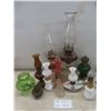 Image 1 : Oil Lamps and Shades and Oil Perfume Bottle 