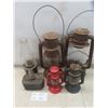 Image 1 : CPR Oil Lamp and 4 Vintage Lanterns 