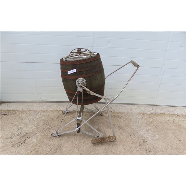 Vintage Butter Churn with Foot Pedal and Stand 