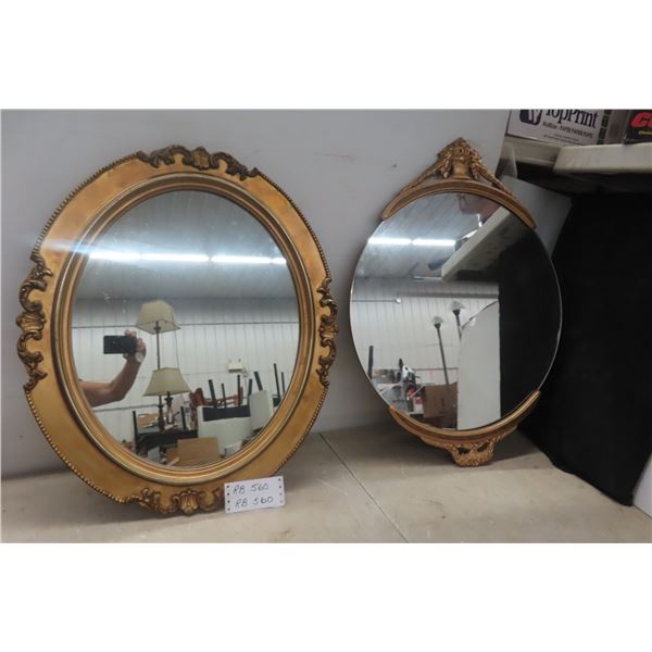 2 Vintage Mirrors 21x25 and 29x22