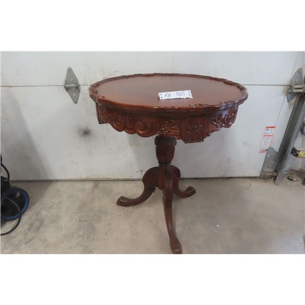 Antique Pedestal Carved Side Table 28x24