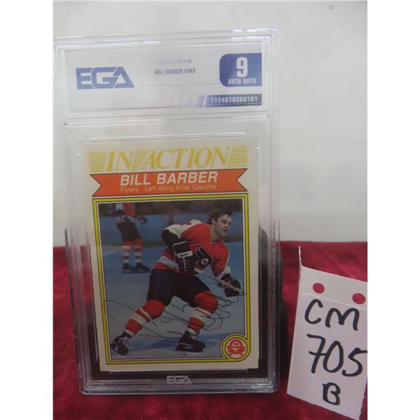 Graded Autographed Bill Barber Philadelphia Flyers Card