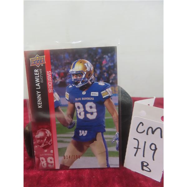 Kenny Lawler Exclusive Numbered Winnipeg Blue Bombers Card