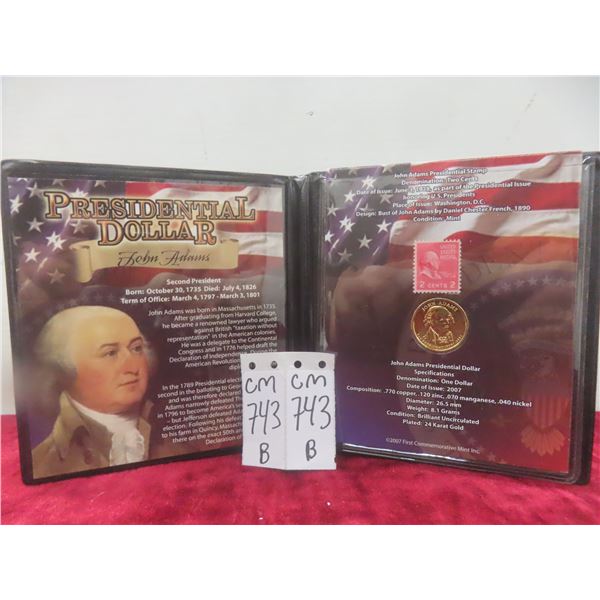 First Commemorative Mint John Adams Coin and Stamp