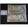Image 1 : 2 Uncirculated 1973 Canada $1 Bills