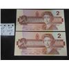 Image 1 : 2 Uncirculated 1986 $2 Bills