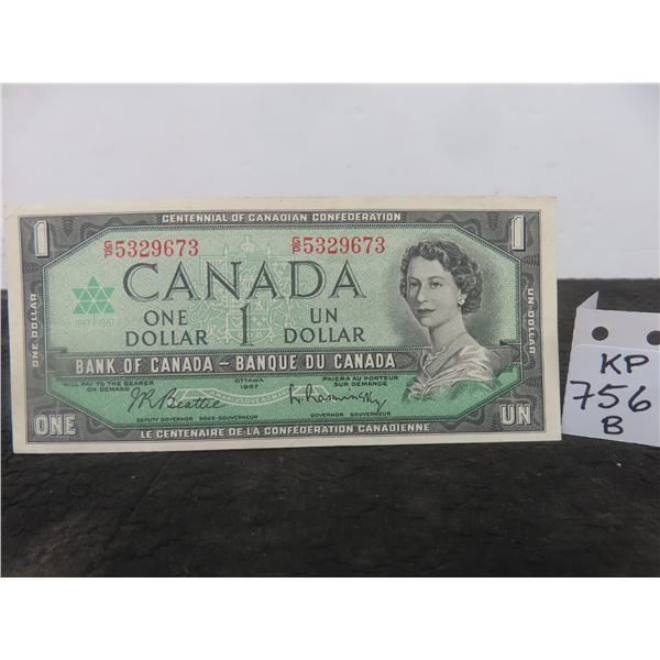 1 Uncirculated 1967 $1 Bill Serial Numbered 