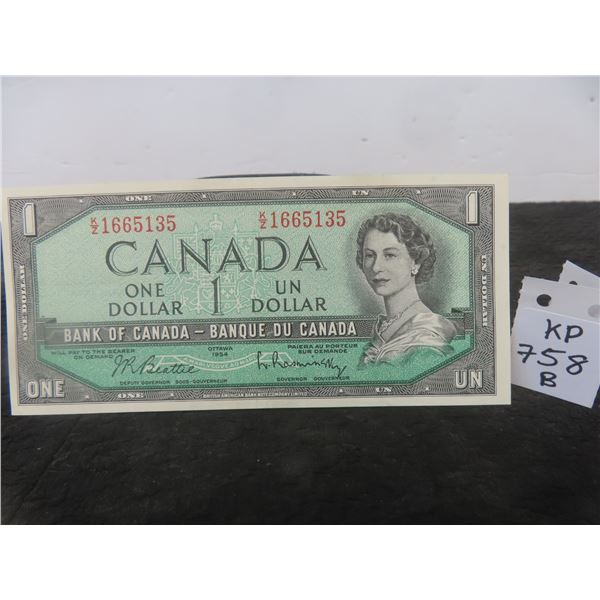 1 1954 Uncirculated Canada $1 Bill 