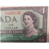 Image 2 : 1 1954 Uncirculated Canada $1 Bill 