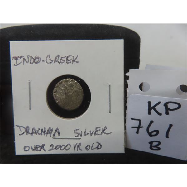 1 Indo-Greek Drachma Silver Coin More Than 2000 Years Old