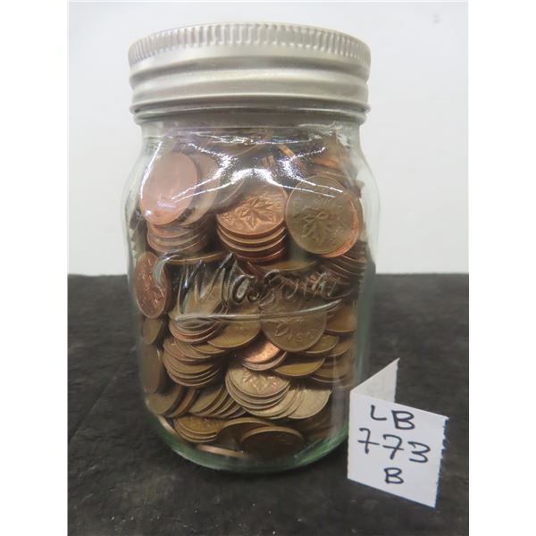 Jar of Canadian Pennies