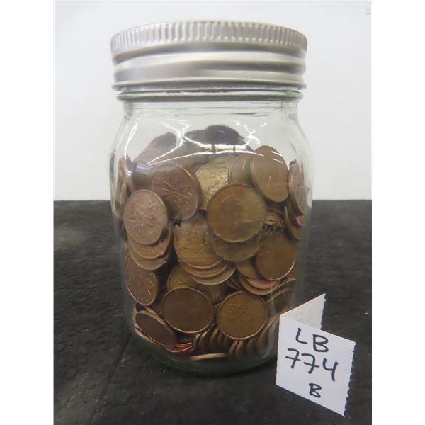 Jar of Canadian Pennies